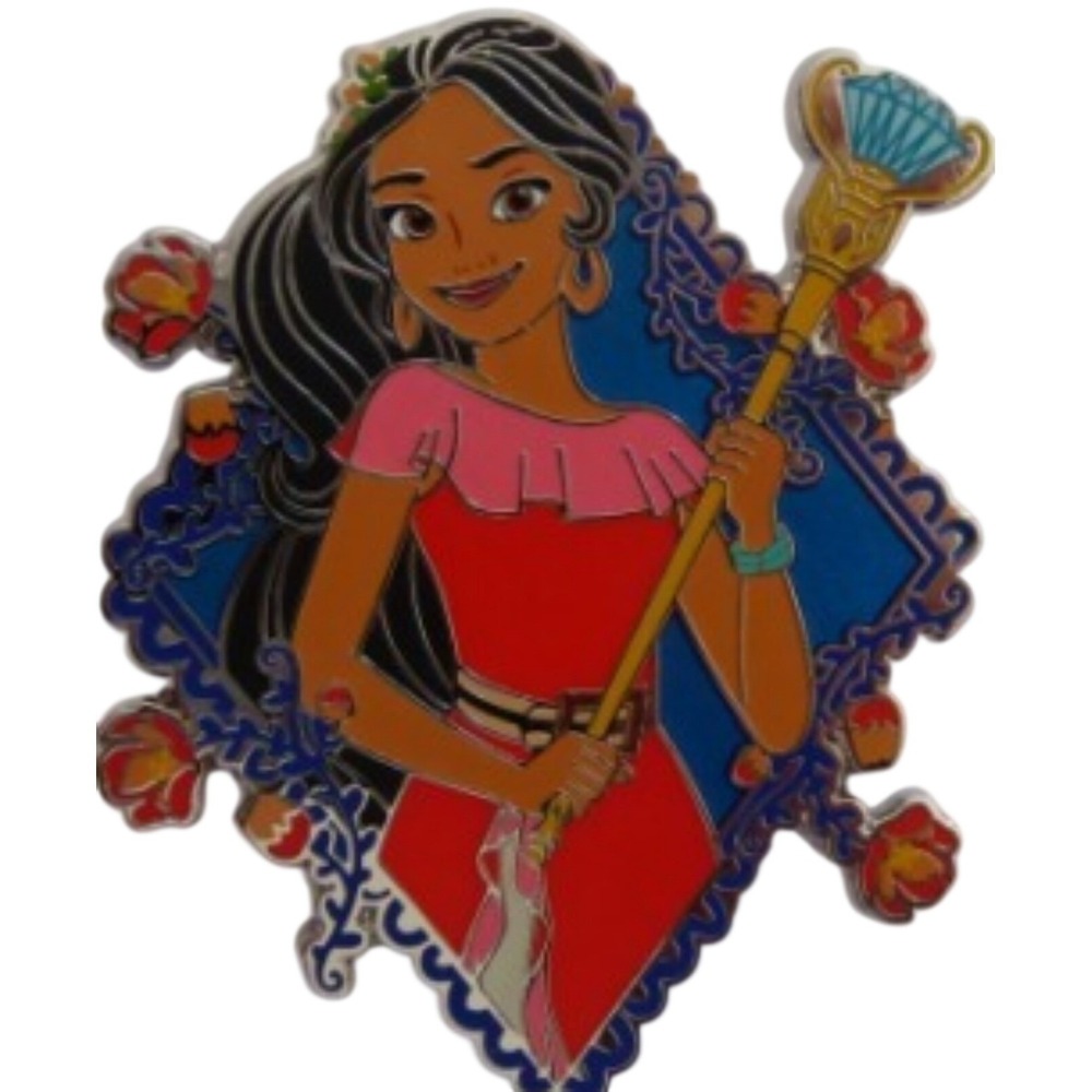 Disney Pin Elena of Avalor Holding Jeweled Golden Scepter Red Pink Dress 127347
